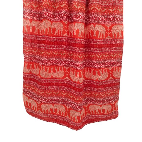 Blue Rain Pleated Elephant Print Long Skirt Size S Stretchy Elastic Waist Boho - Picture 10 of 13